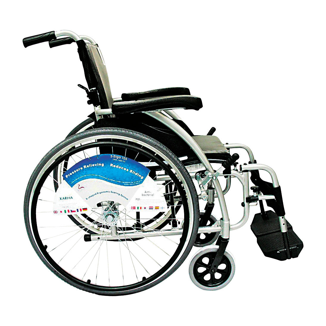 The Karman S-Ergonomic Series 115  Wheelchair features a design focused on pressure relief and reducing sliding.