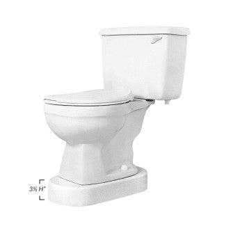 Toilevator Toilet Seat Riser elevates a standard white toilet by 3.5 inches, adding height for accessibility.