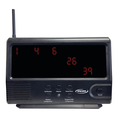 The Smart Caregiver Economy Central Monitor displays numbers and features buttons for call review, volume, and reset.