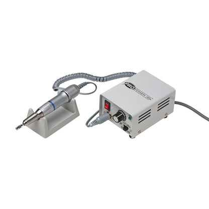 A Mandrel Shaft for Sanding Band for File Stream, Pro Power, and Pro Vac File Debriding Drills, with handpiece and control unit.