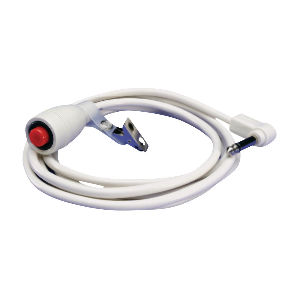 The UMP Call Button features a white coiled cord with a red button and angled connector, used for patient assistance in hospitals.