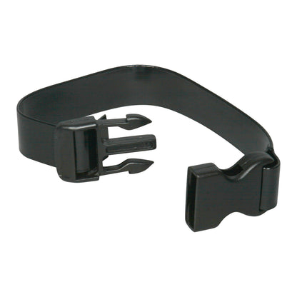 AliMed Cleanable Hanging Strap, a black plastic strap with a buckle and loop, designed for easy attachment and cleaning.