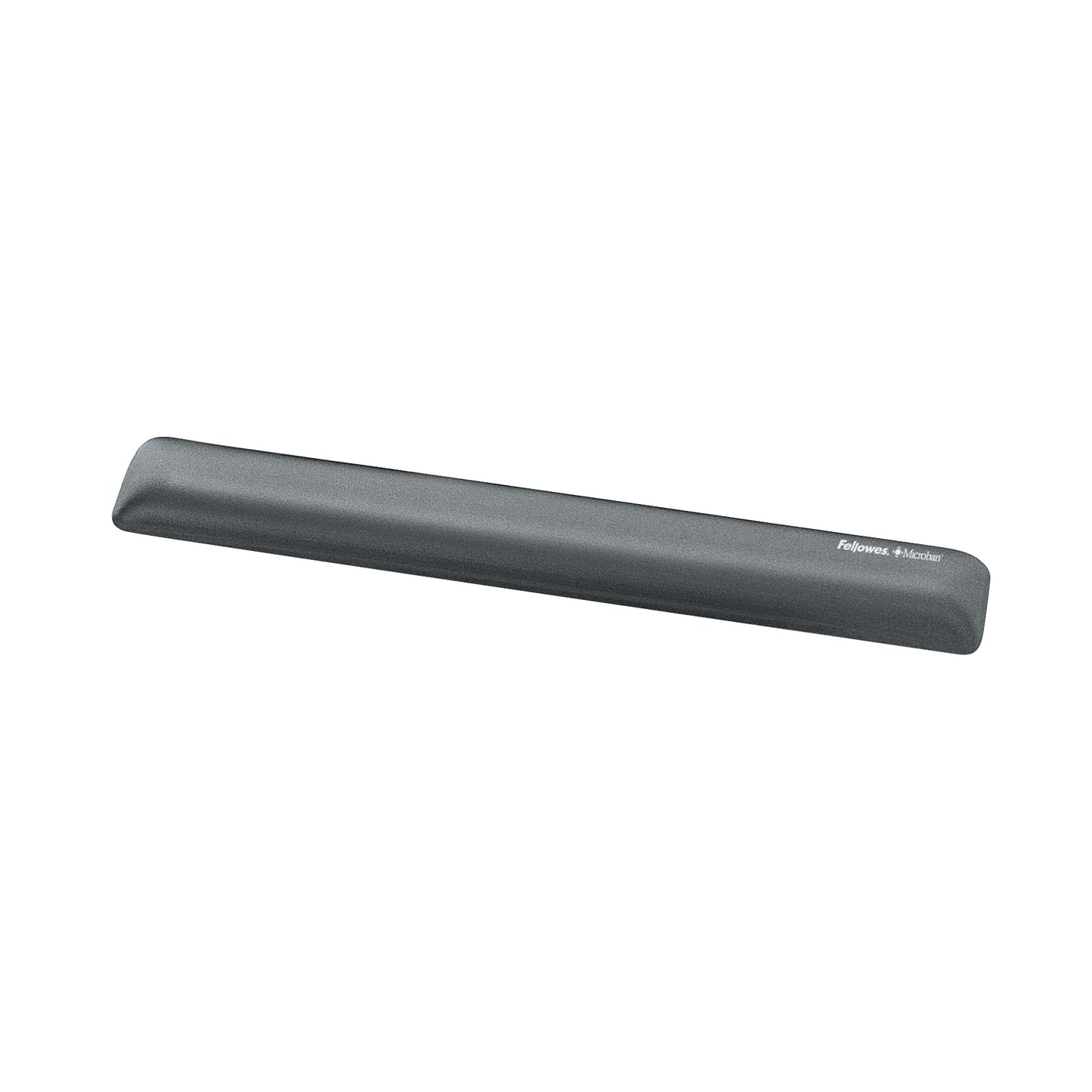 Fellowes Gel Wrist Rest with Microban shown, featuring a long, rectangular, cushioned design for keyboard comfort.