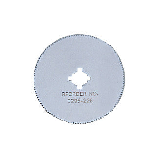 Delta-Cast Cast Saw Blade with a circular shape, featuring a central cut-out and marked with "REORDER NO. 0295-226" on its surface.