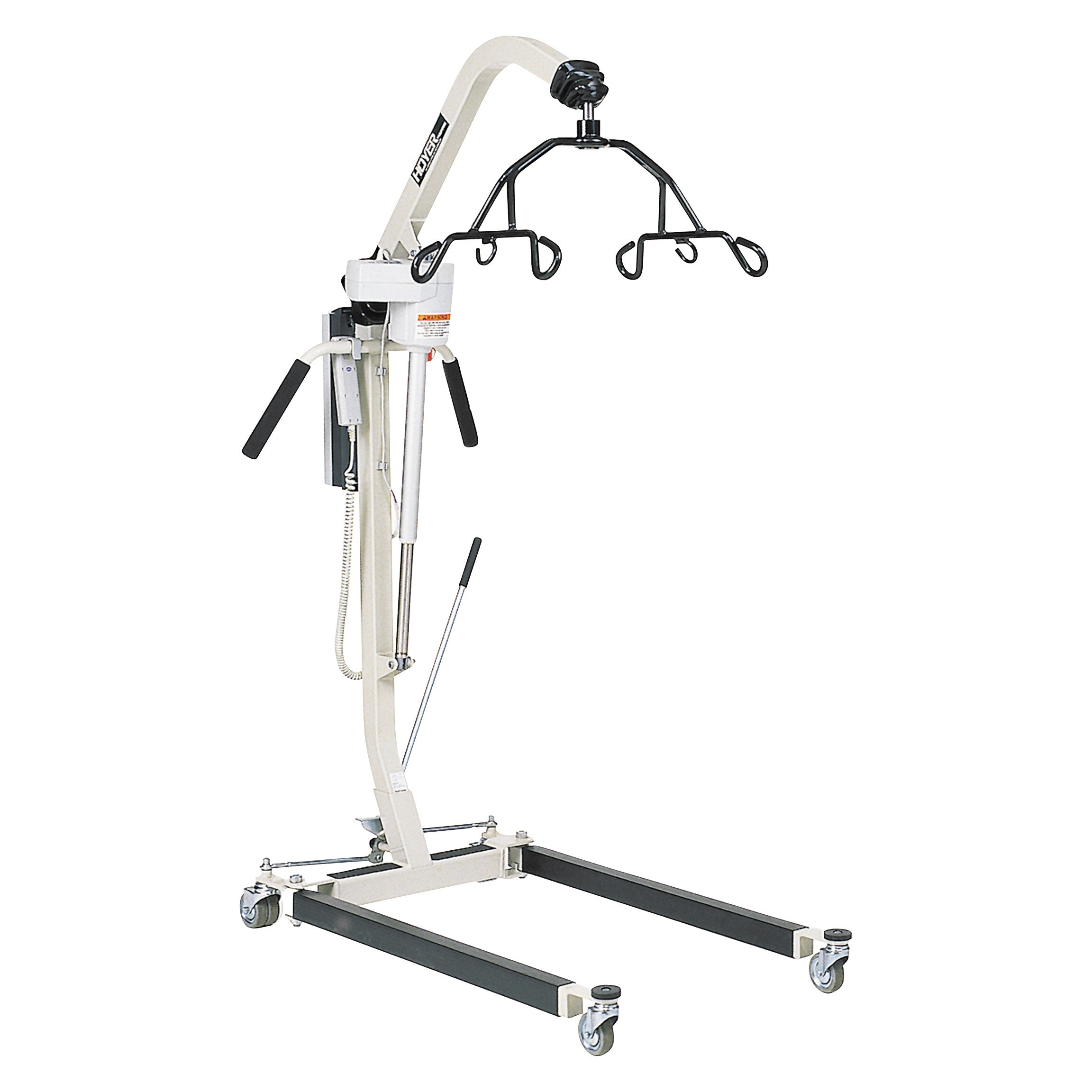 Hoyer HPL402 Patient Lifter with a metal frame, adjustable arm, and casters, designed for patient lifting and transfer.