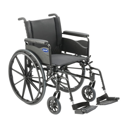 Invacare 9000XT Wheelchair with Fixed-Height Full Arms and Swing-Away Footrests, featuring a black seat and large rear wheels.