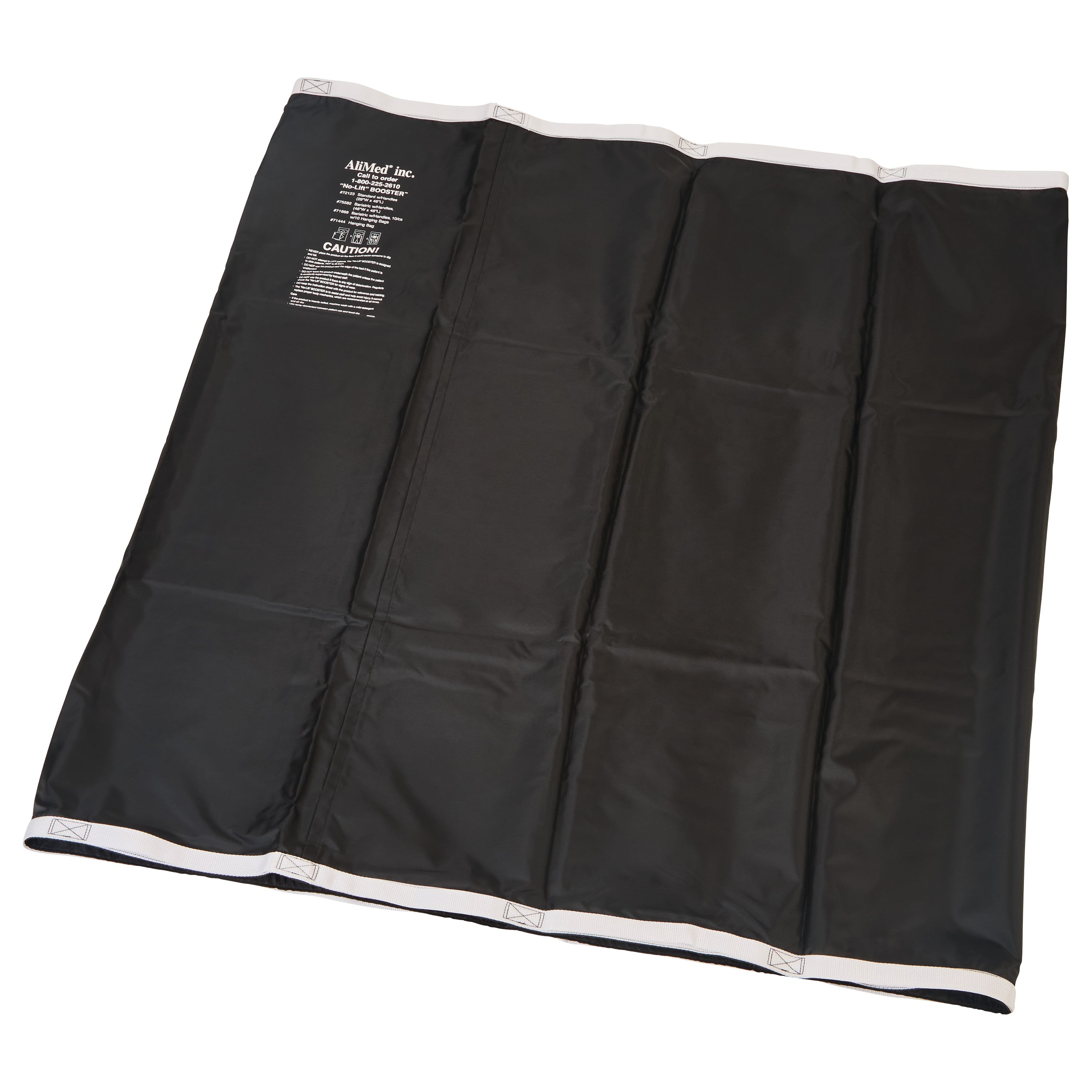 AliMed No-Lift BOOSTER is a black, rectangular fabric with handles on the short sides, used for patient repositioning in beds.