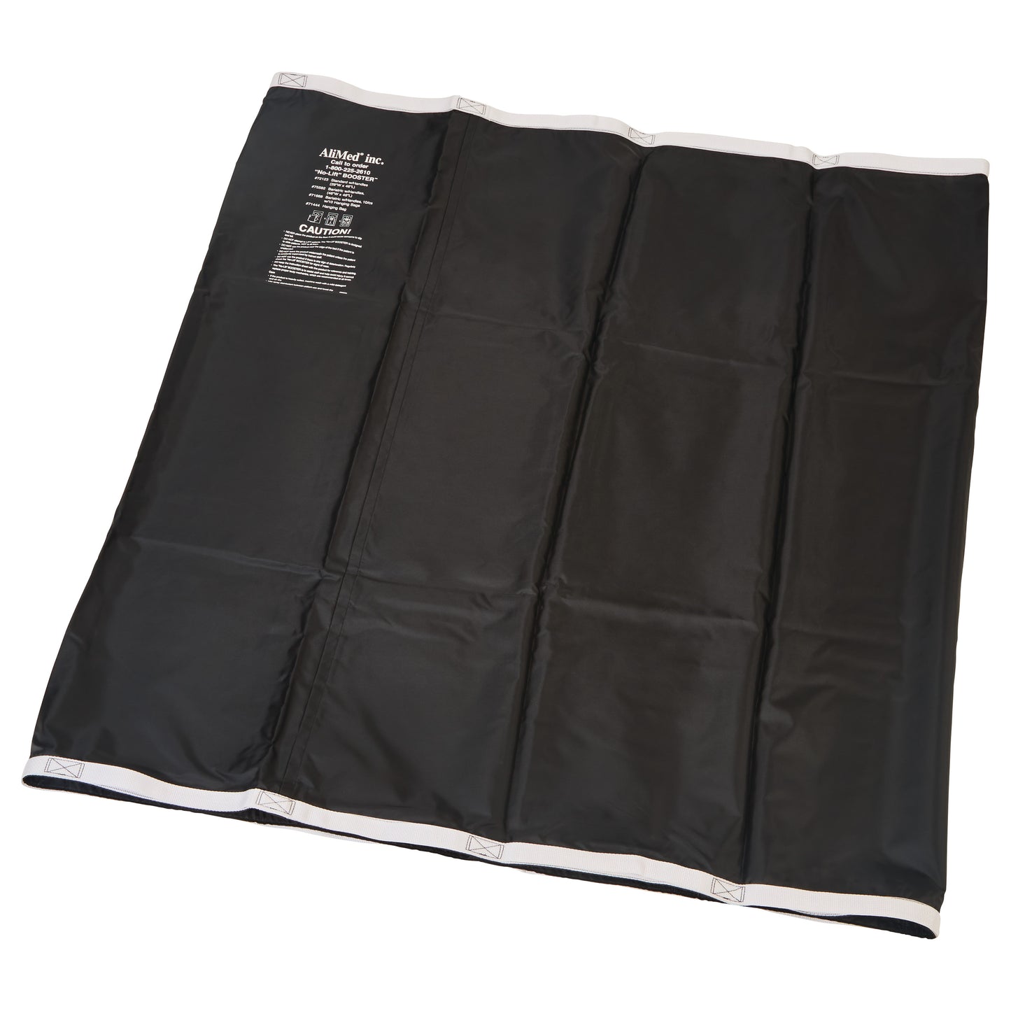 AliMed No-Lift BOOSTER is a black, rectangular fabric with handles on the short sides, used for patient repositioning in beds.