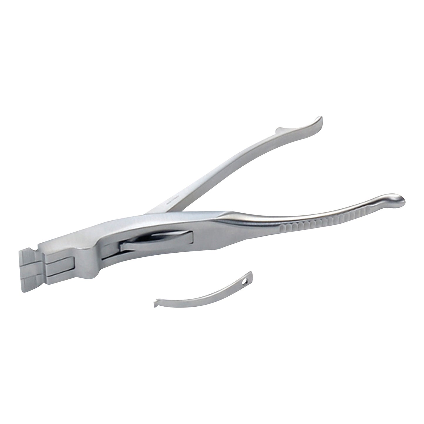 Delta-Cast Cast Spreader, a metal tool with curved handles and flat jaws, is used for safely removing medical casts.
