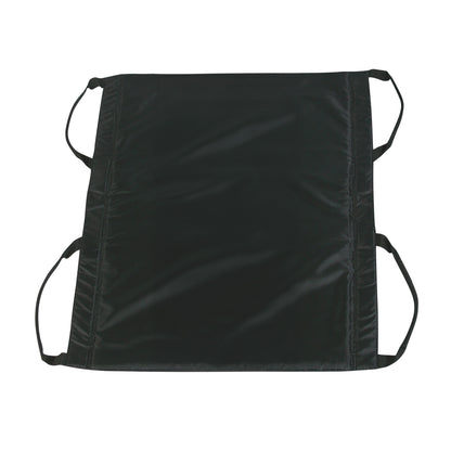 The SafetySure Mobility Sheet is a black fabric mat with handles, designed to assist with moving or transferring individuals safely.
