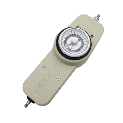 The Baseline Push-Pull Dynamometer System is shown with a dial and measurement indicators on a beige handheld device.