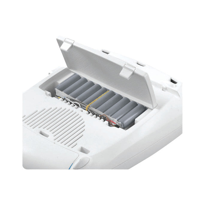 The Battery Pack for Chattanooga Intelect Transport Two-Channel Stimulator System is shown with its cover open, revealing internal batteries.