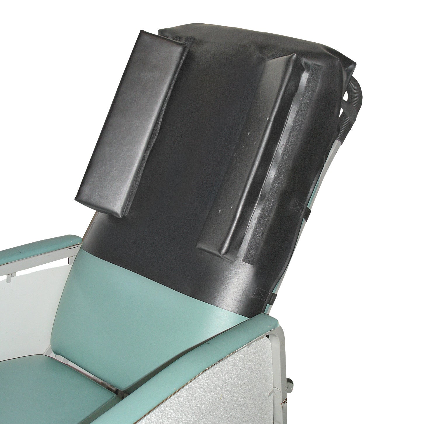 AliMed Adjustable Positioning Geri-Chair Support on a reclining chair, featuring black padding for enhanced comfort and support.