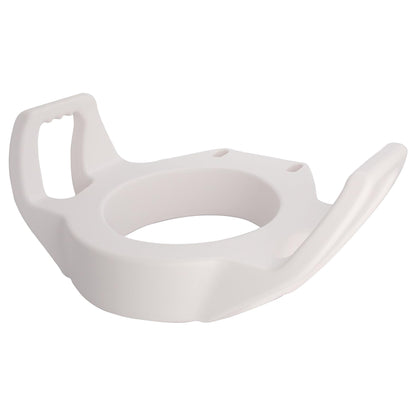 Bath Safe Elevated Toilet Seat with Arms, featuring a raised platform and side handles for added comfort and accessibility.