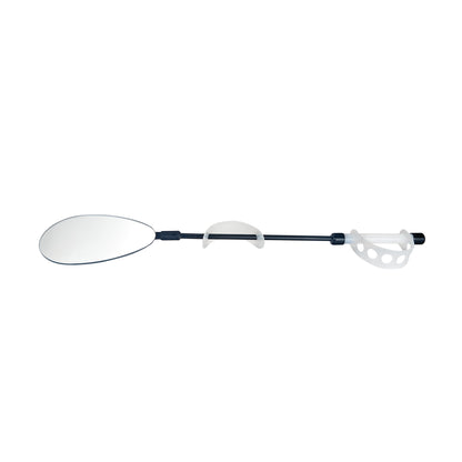 Therafin Skin Inspection Mirror with a long handle, adjustable stem, and an oval mirror, designed for viewing hard-to-reach areas.