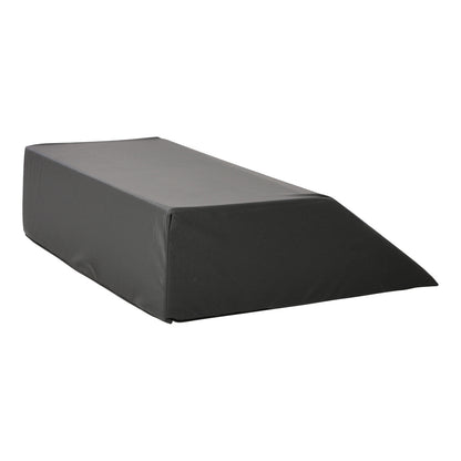 The image features an AliMed Bariatric Bed Wedge, a black, rectangular foam support with an angled incline for bed positioning.