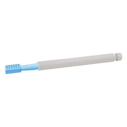 The ARK Z-Vibe Vibrating Oral Motor Tool features a gray handle and a blue textured tip for oral sensory therapy.