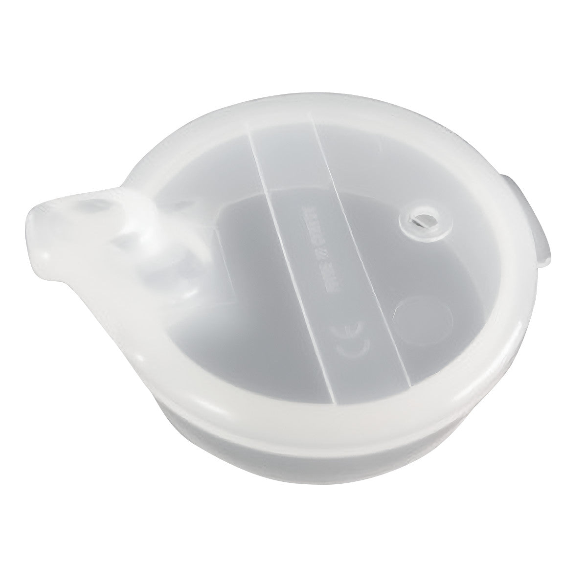 The Replacement Lid for No-Spill Cup is a transparent plastic lid with a spout, designed to prevent spills.