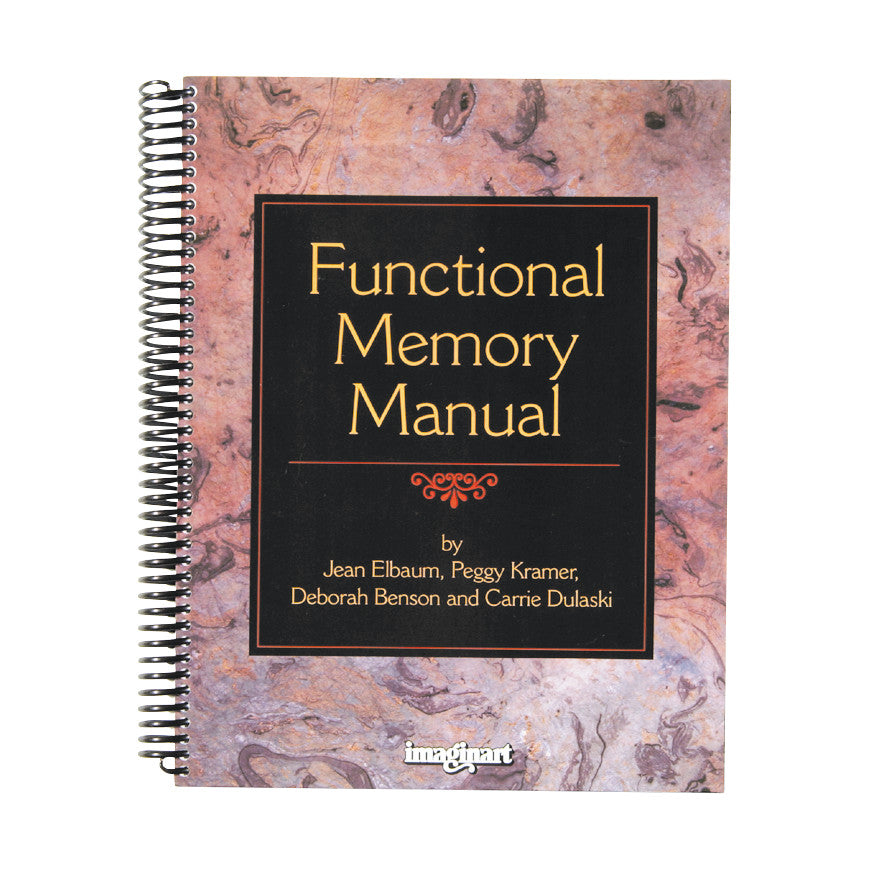 The Functional Memory Manual features a spiral-bound cover with a marbled background and gold text on a black panel.