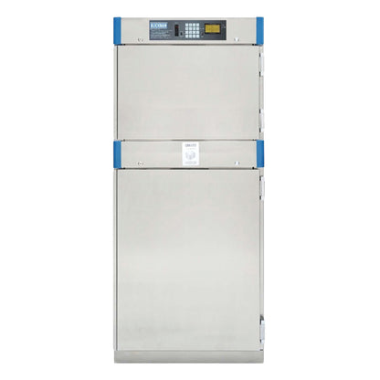 The Blickman 3-Shelf Digital Warming Cabinet is a stainless steel unit with a digital control panel and blue accent corners.