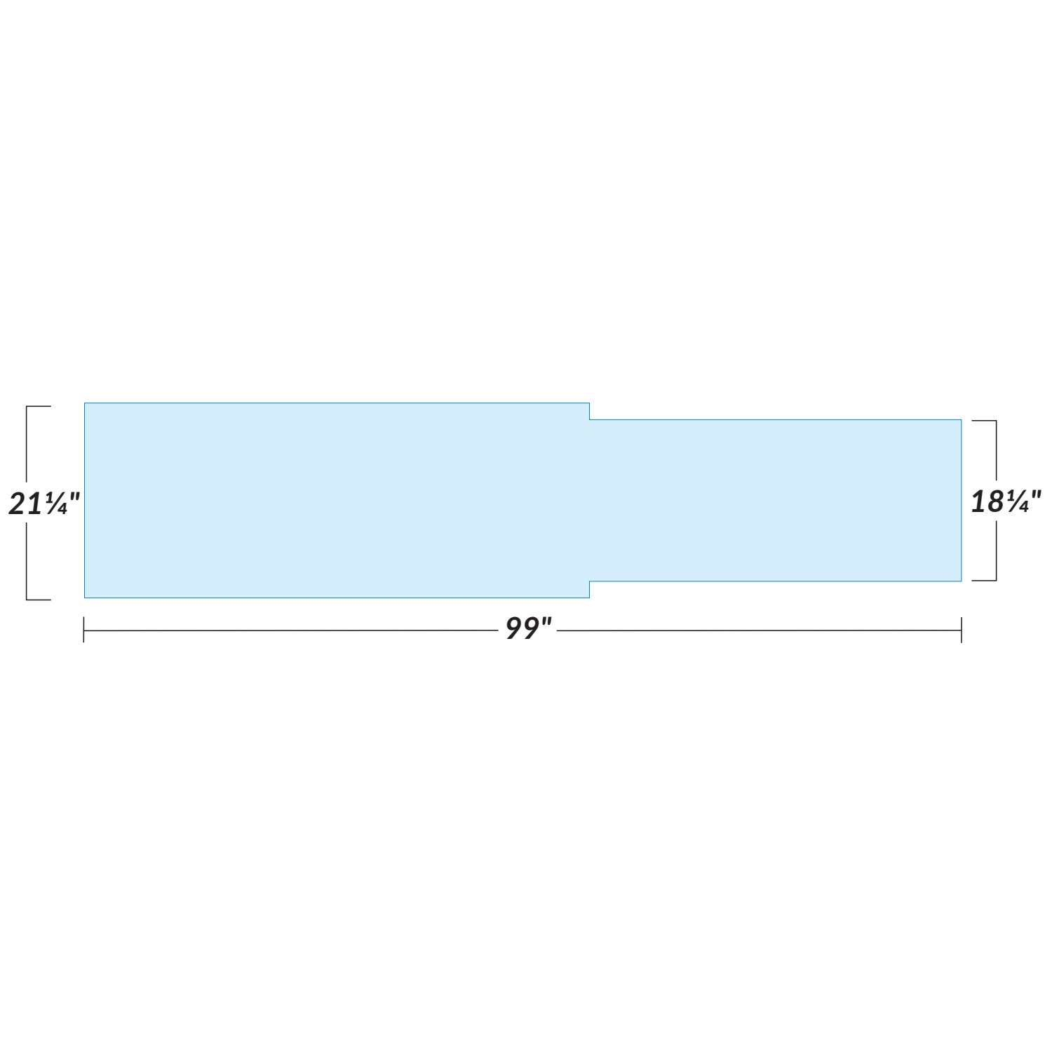 Diagram of AliMed Support Surface for Philips Poly C Cardiac Cath Table, showing 99" length, 21" width, and 18" width sections.