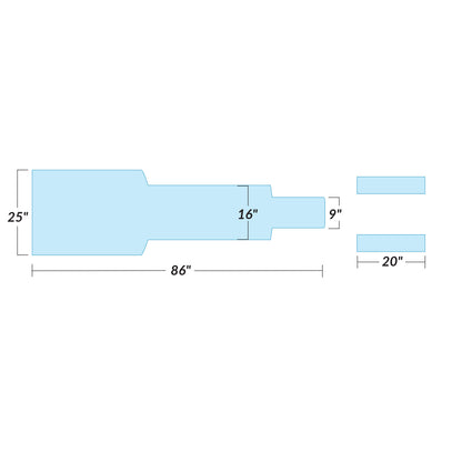 Diagram of the AliMed Support Surface for Siemens Koordinat 3DIIAR Imaging Table with Armboards, showing dimensions and layout.