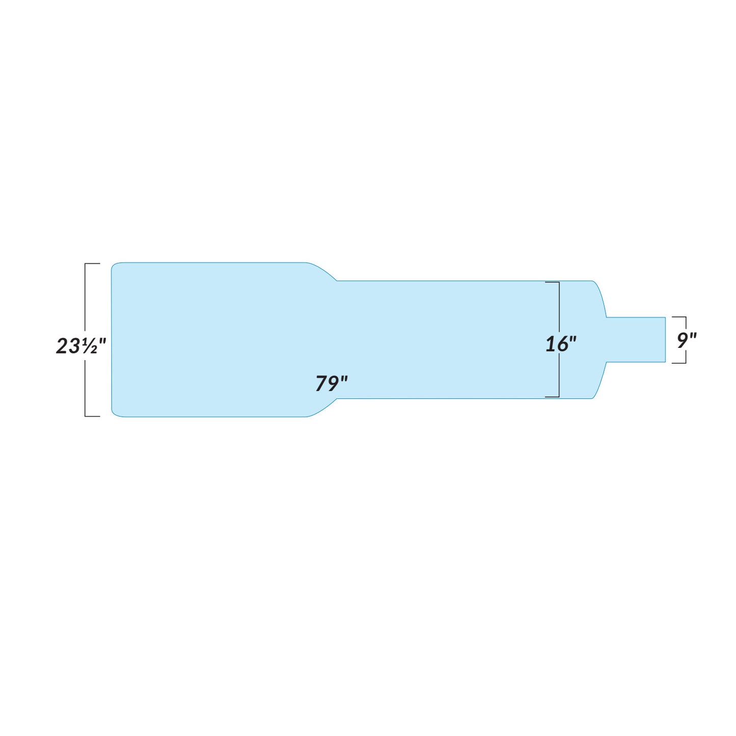 Diagram of the Support Surface for Siemens CCL Cardiac Cath Table, showing dimensions: 79" long, 23.5" wide, with tapered sections.