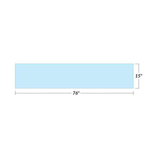 Light blue rectangular pad measures 76 inches by 15 inches, labeled as AliMed Support Surface for Siemens HIQ Short Imaging Table.