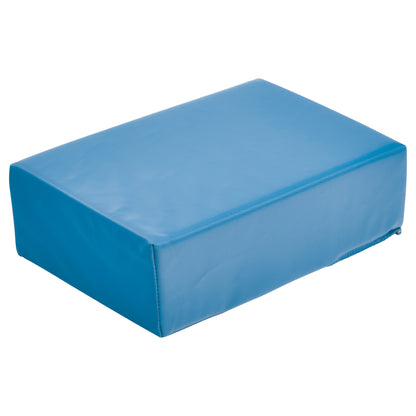 AliMed Vinyl-Covered Small Rectangle Positioner in blue, featuring a firm, smooth vinyl surface designed for patient support.