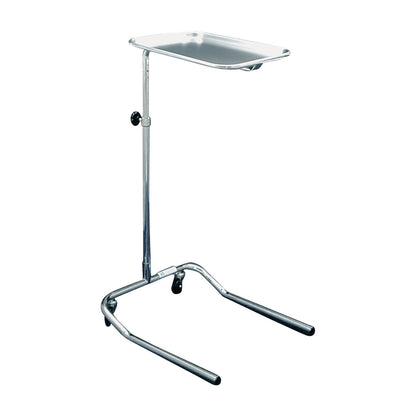 Graham-Field Economy Mayo-Type Instrument Table with an adjustable height, chrome finish, and a flat rectangular tray on wheels.