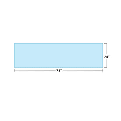 Diagram of the AliMed Nuclear Special Procedures X-Ray Support Surface, measuring 71 inches long and 24 inches wide.