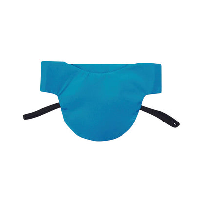 A blue Wolf Sof-T Thyroid Collar, Lightweight Lead with black straps designed for neck protection during medical procedures.