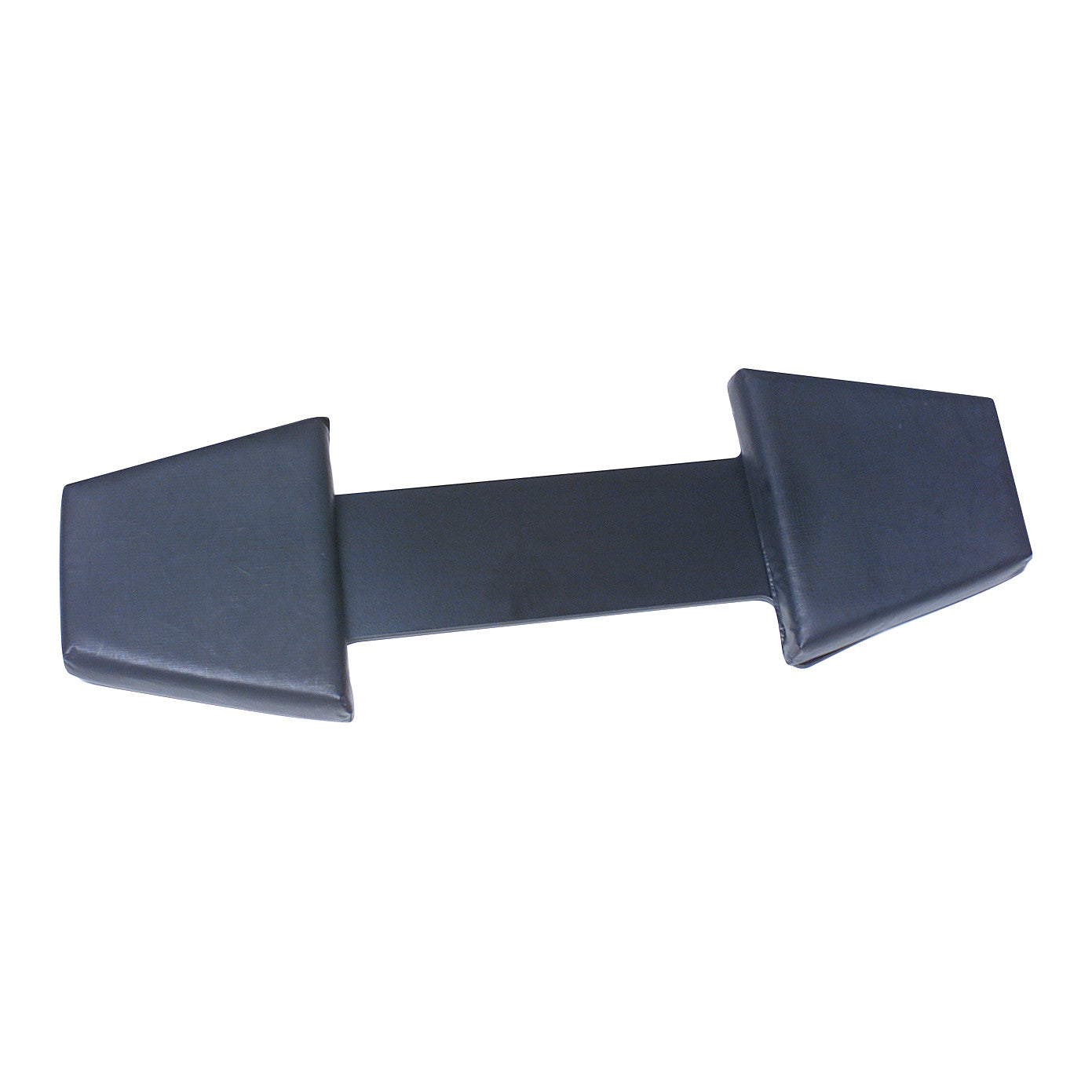 A black cushion pad set, named Pad Set for Allen Carbon Light Hourglass Hand Table, with two triangular ends and a rectangular connector.
