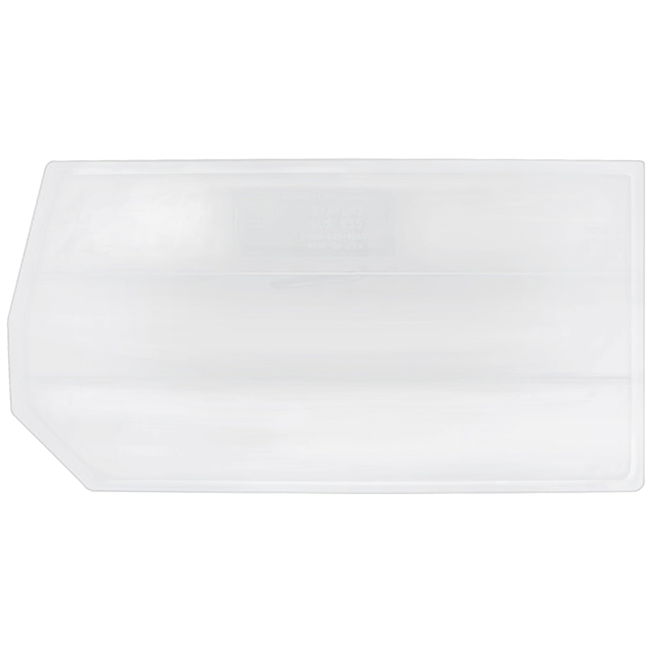 Transparent Divider for Quantum Hulk Container, featuring a rectangular shape with a notched corner for sectioning storage space.