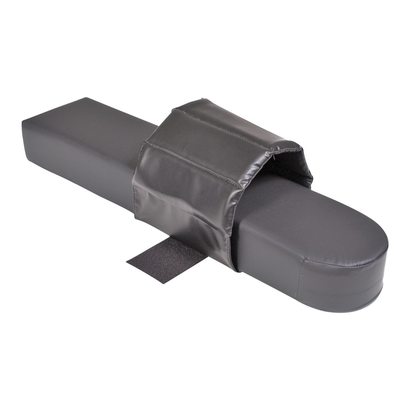 The Allen Clamshell Armboard Pad is a cushioned support with a rounded end, featuring an attached strap for secure positioning.