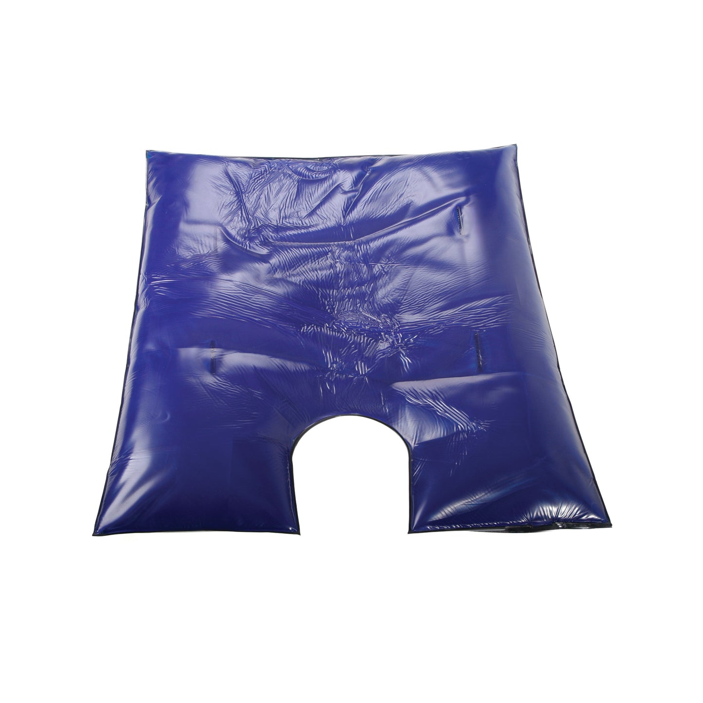 The AliMed Gel Bean Bag Positioner with Cutout is a blue, rectangular cushion with a semicircular cutout designed for medical positioning.