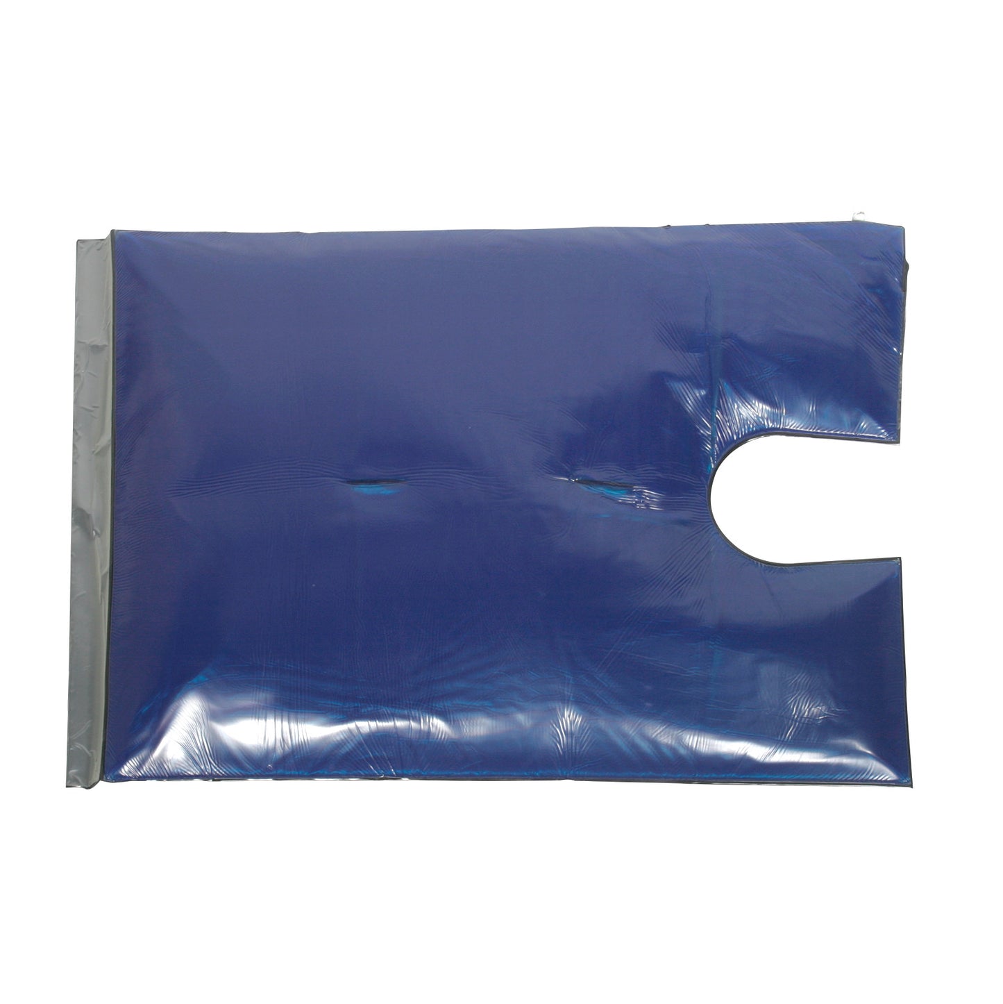 Blue AliMed Gel Bean Bag Positioner with Cutout, used for stabilizing and positioning patients during medical procedures.