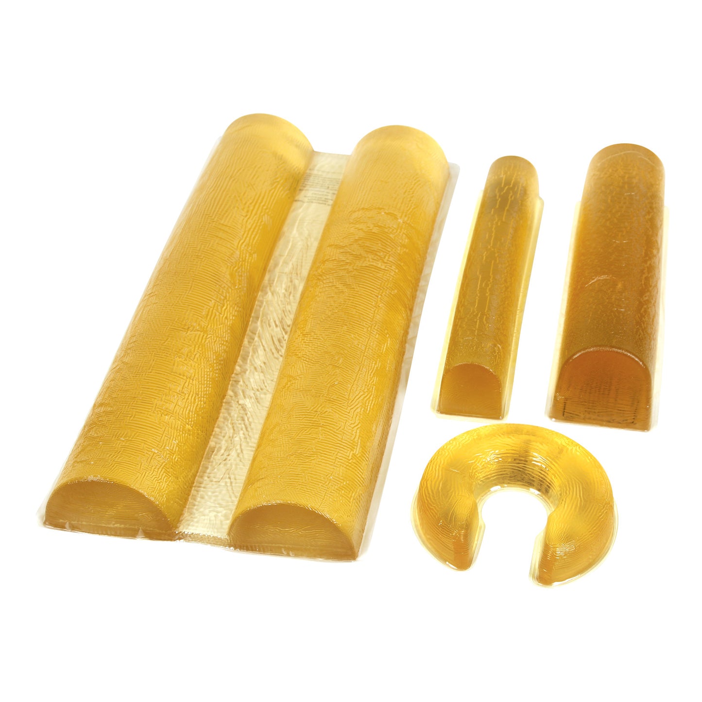 AliMed AliGel Pediatric Positioning Set includes translucent yellow gel supports in various shapes and sizes for medical use.