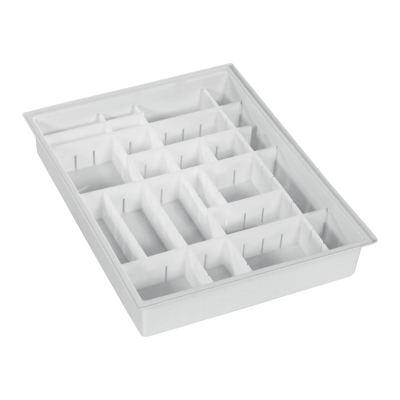 Harloff Mini Cart Accessory: Standard Drawer Tray Kit with 6 Dividers, featuring a rectangular design with multiple compartments.