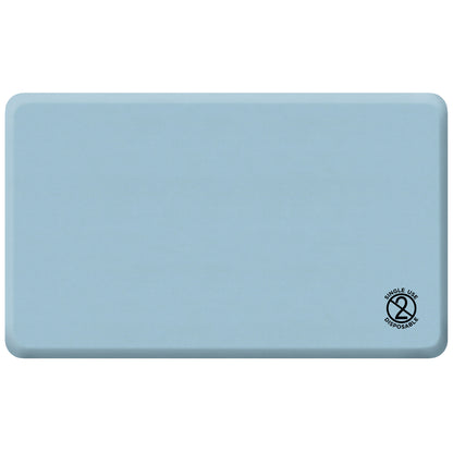 Light blue GelPro Disposable Surgical Comfort Floor Mat with rounded corners and a "Single Use Disposable" label.
