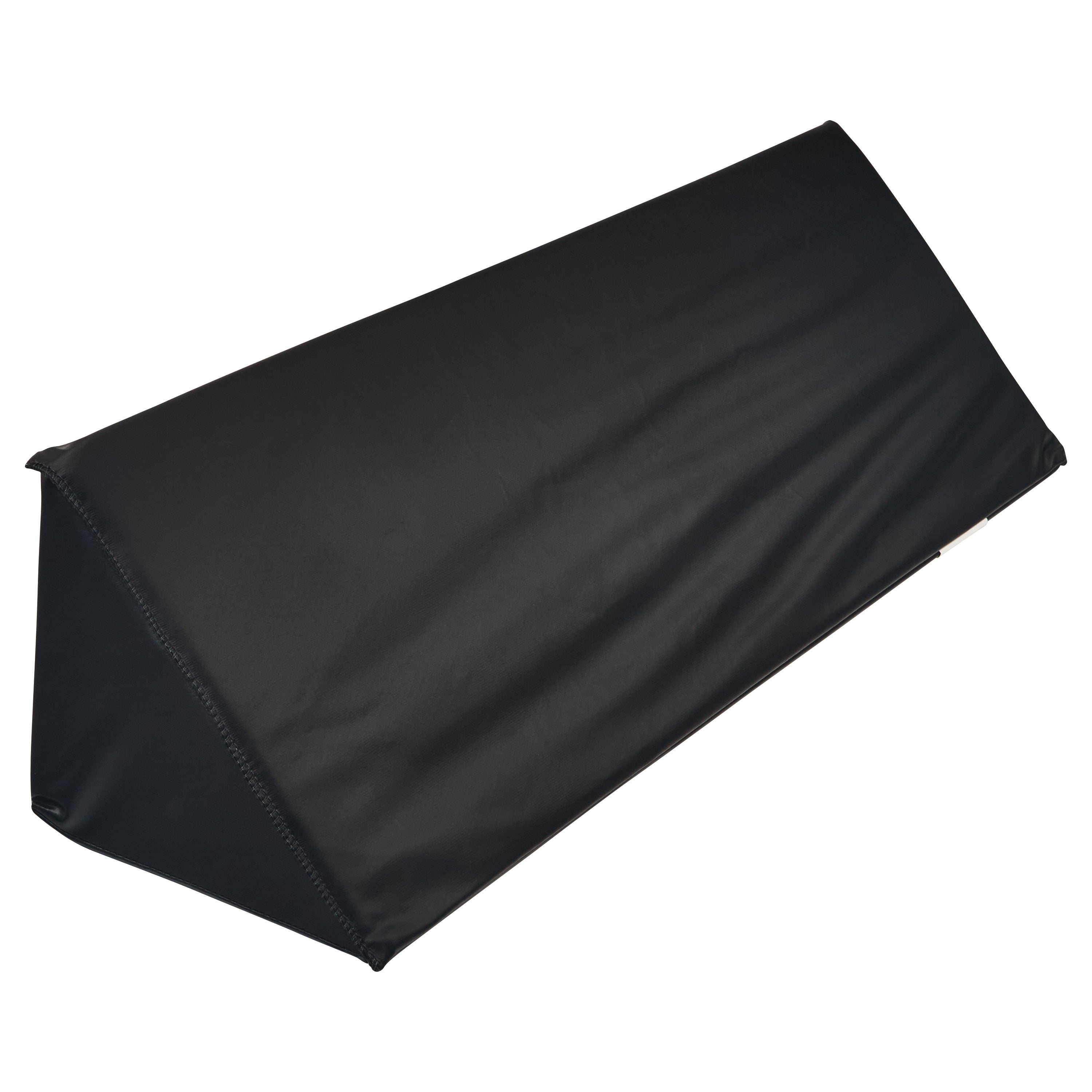 The AliMed Vinyl-Covered 45 Degree Large Wedge Positioner is a black, triangular foam cushion designed for positioning assistance.