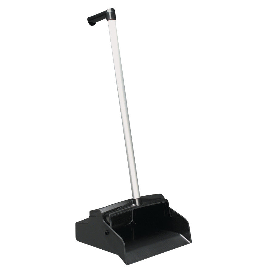 The MR-Conditional Nonmagnetic Dustpan with Handle features a long metal handle and a wide black dustpan.