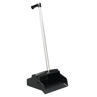 The MR-Conditional Nonmagnetic Dustpan with Handle features a long metal handle and a wide black dustpan.