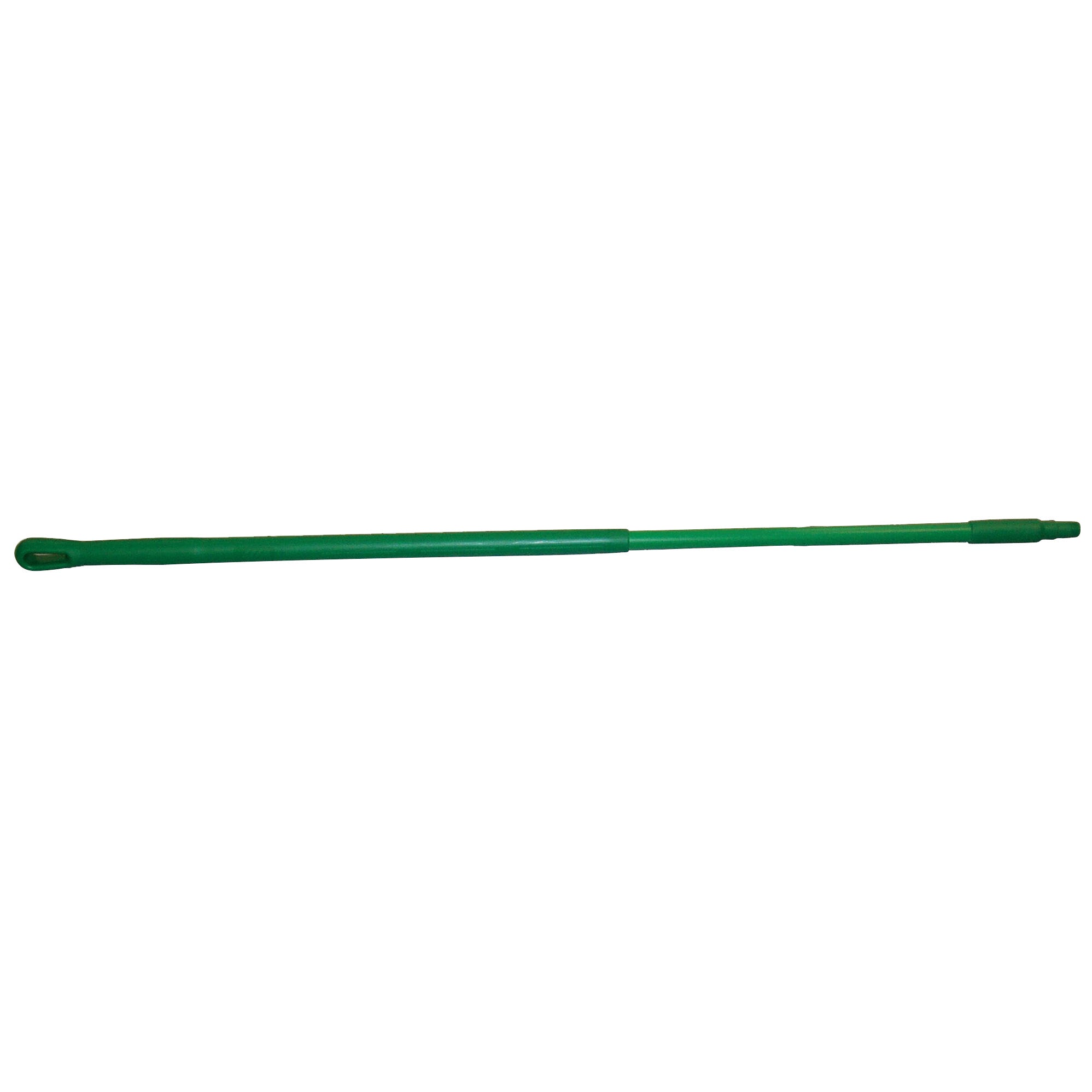Green MRI Fiberglass Broom Handle with a looped end, designed for use in environments where MRI safety is a concern.