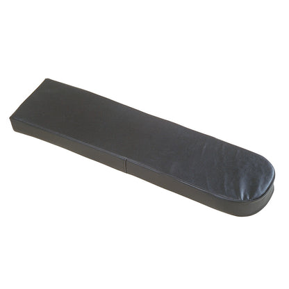 A rectangular AliMed Risk-Reducing Armboard Pad for AMSCO and O.R. Direct Armboard in black, with a rounded end.