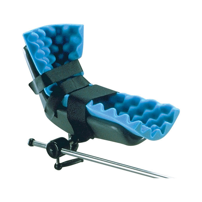 The AliMed SoftTouch Replacement Boot Liner is blue with a textured surface, supported by a metal frame, and secured with black straps.