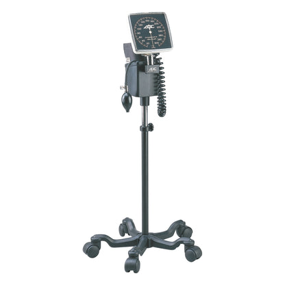 ADC Diagnostix 752M Mobile Aneroid Sphygmomanometer with a dial gauge, inflation bulb, and coiled tubing on a wheeled stand.