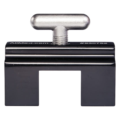 The AliMed Anodized Aluminum Side Rail Socket features a robust metal design with a T-shaped screw for secure attachment.