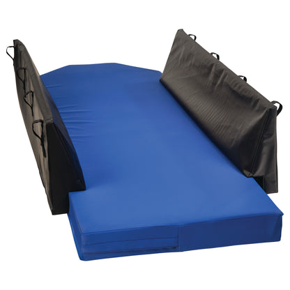 AliMed Stretcher Bumper Wedge with blue padding and black side bumpers, designed to protect patients during transport.