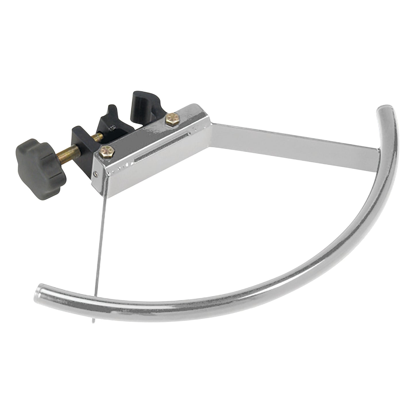 The Patient Handle for Pedigo Infusion Pump Stand is a curved, metallic accessory with an adjustable clamp and black knob.